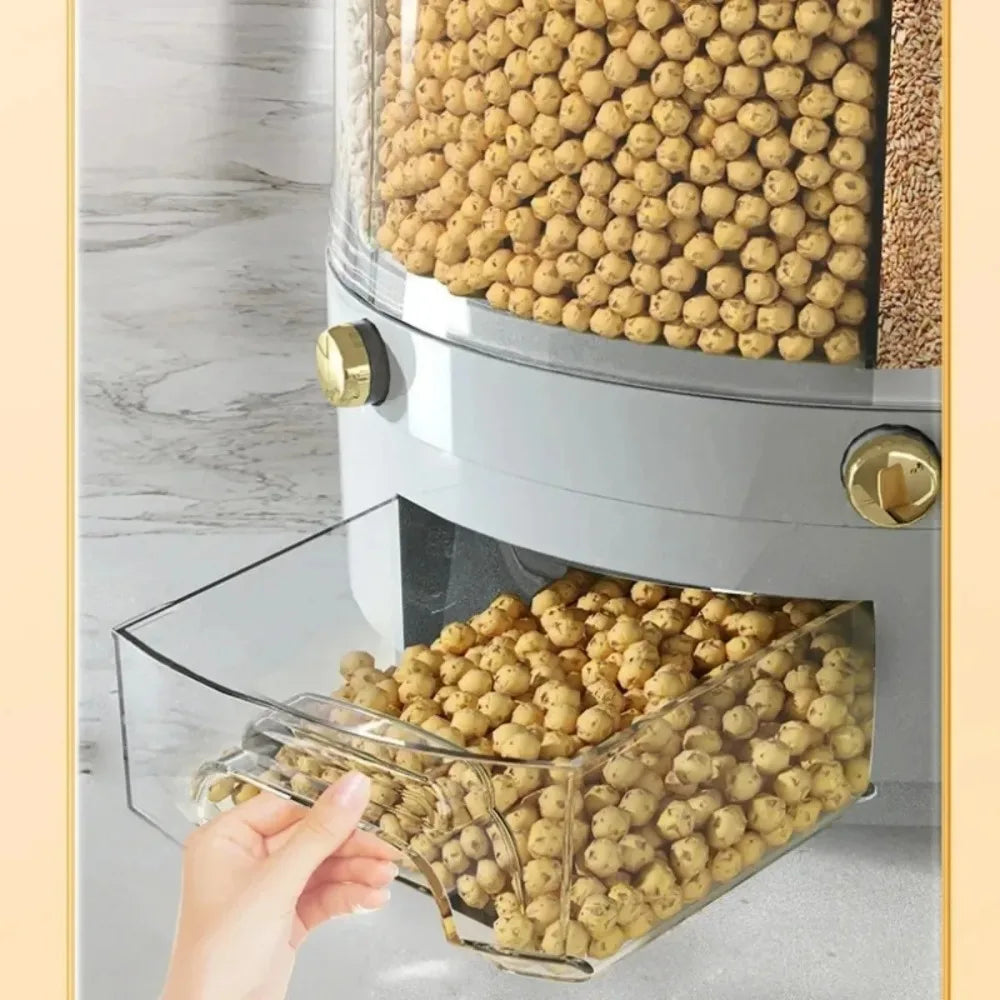 360° Rotating Rice Dispenser - Moisture-Proof Storage