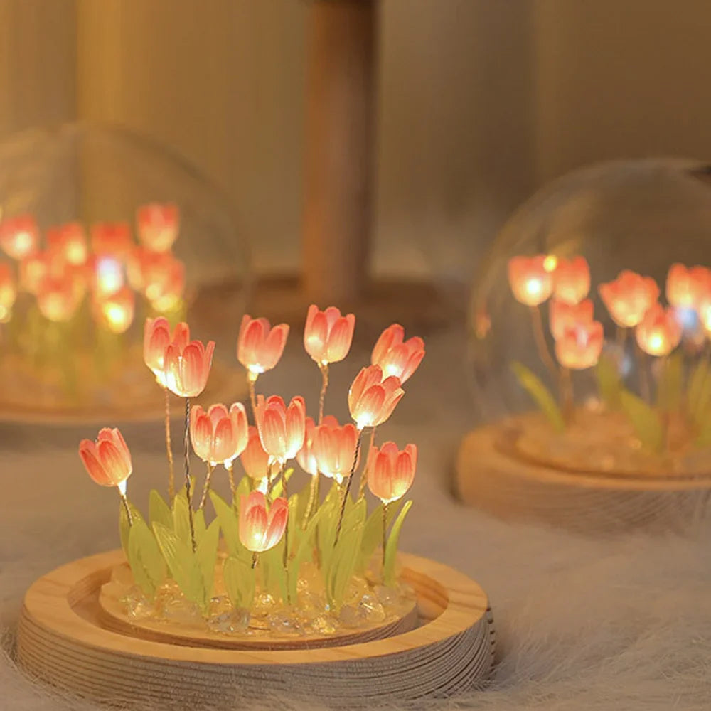 Vintage Artificial Tulip Flower Night Light