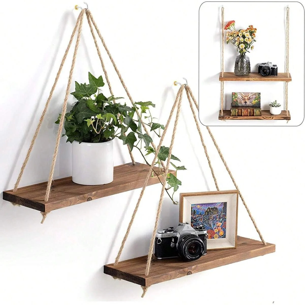 Vintage Wooden Wall Hanging Storage Rack