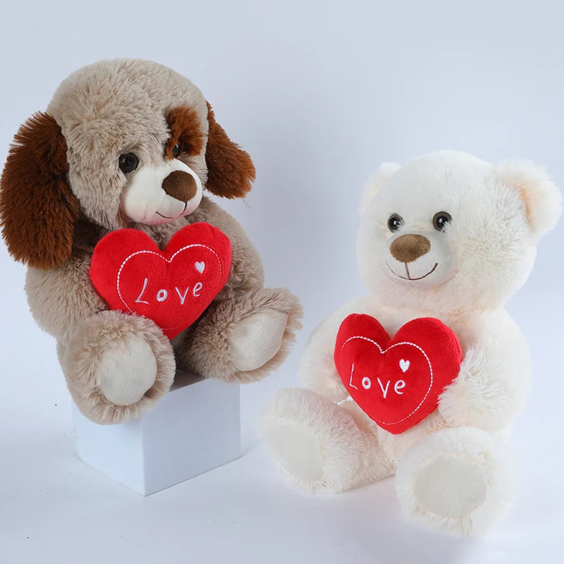 Vintage Heart Bear Dog Plush Toys