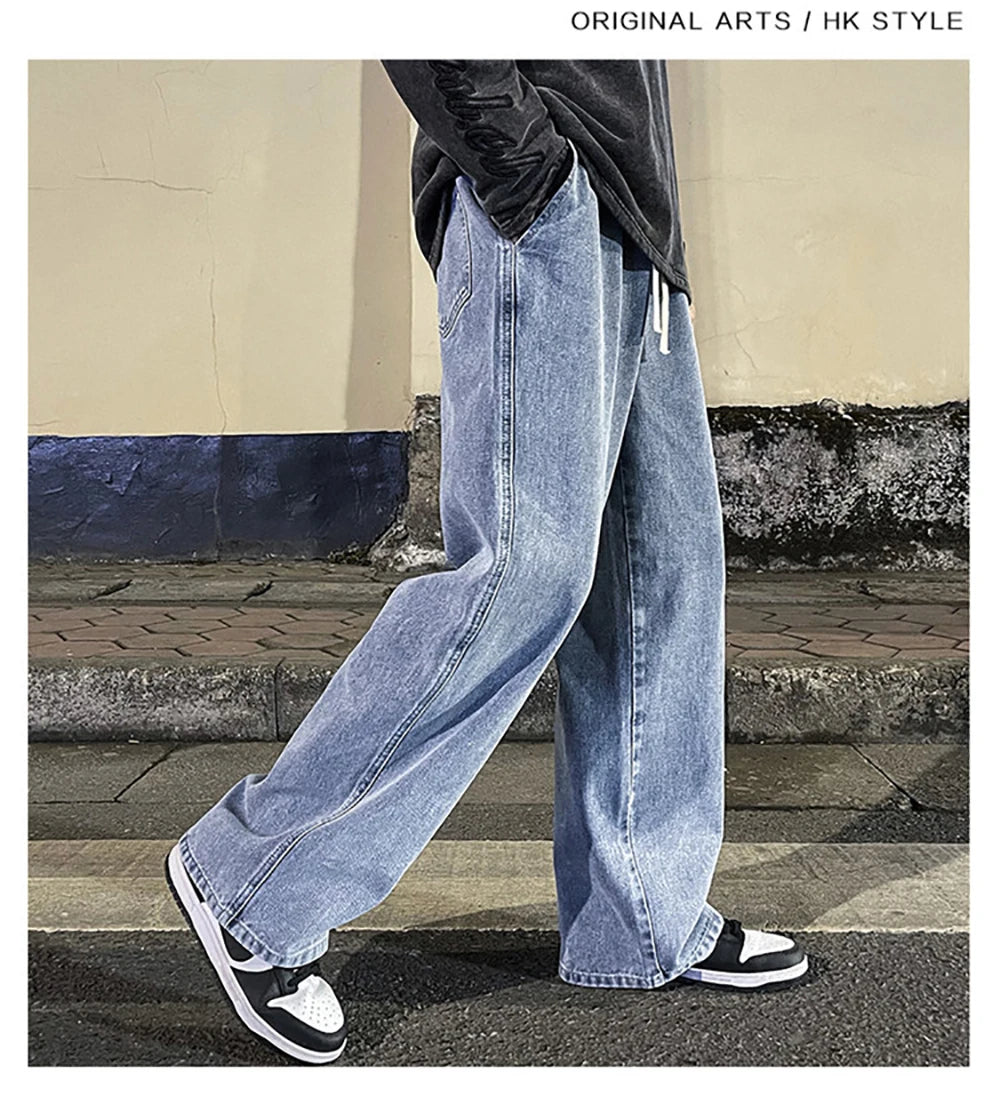 Vintage High Street Hip-hop Loose Straight Drape Pants