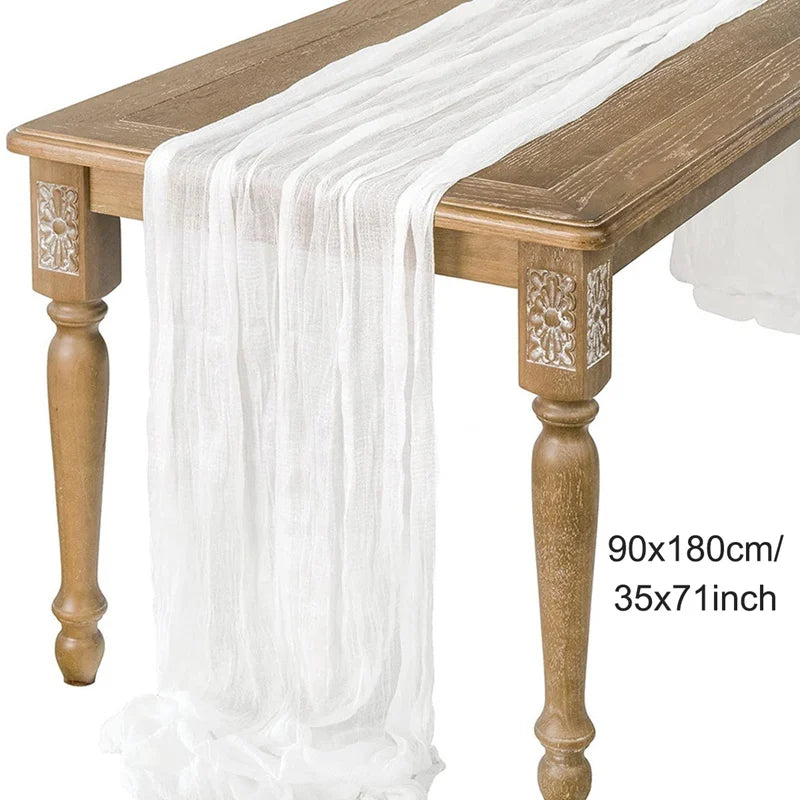 Semi-Sheer Vintage White Table Runners Boho