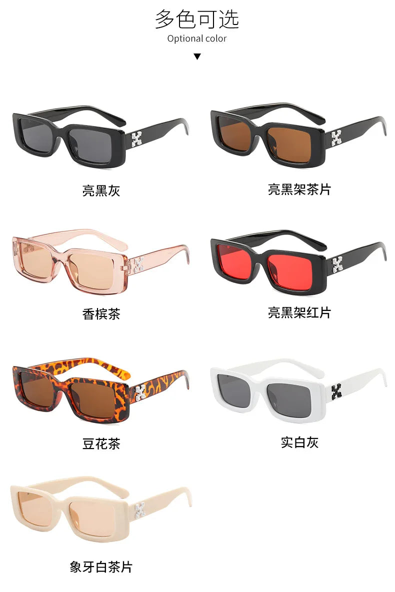 Luxury Vintage Rectangle Sunglasses Men Women