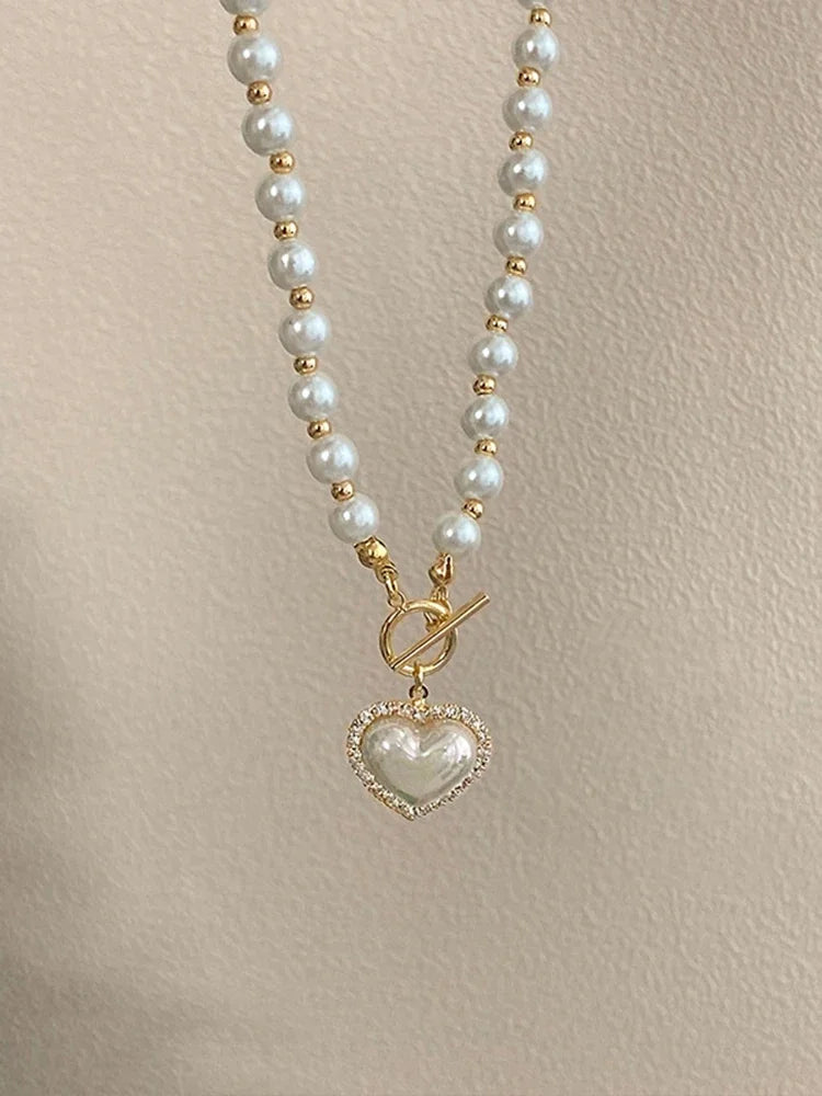 Vintage Pearl Mermaid T-Buckle Necklace for Women