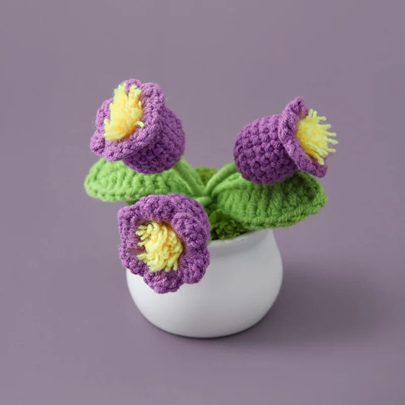 Vintage Crochet Flowers Potted Woven Bouquet