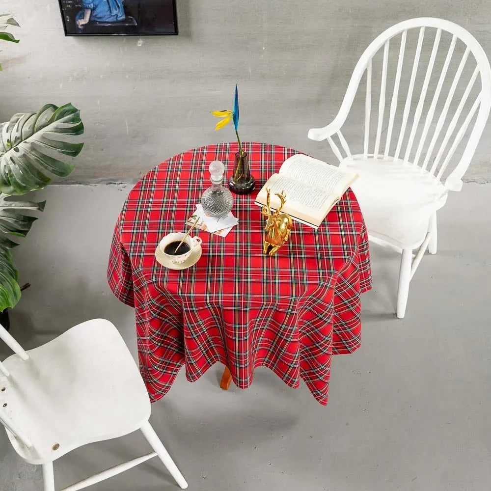 Plaid Christmas Tablecloth Red Green Vintage