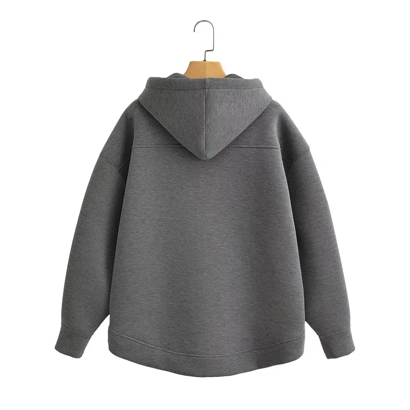 Women's Vintage Oversize Zipper Hoodie Unisex Sweatshirt