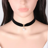 Vintage Velvet Pearl Choker Necklace Gothic