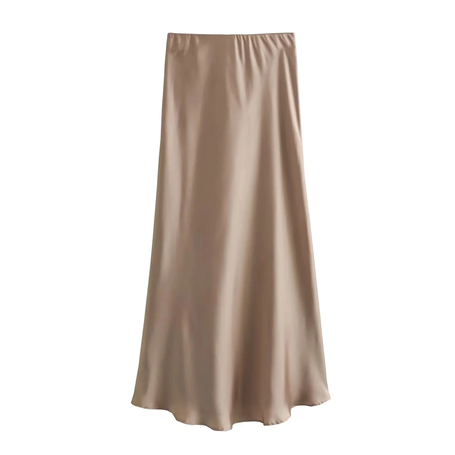 Vintage Flowing Satin Midi Skirt