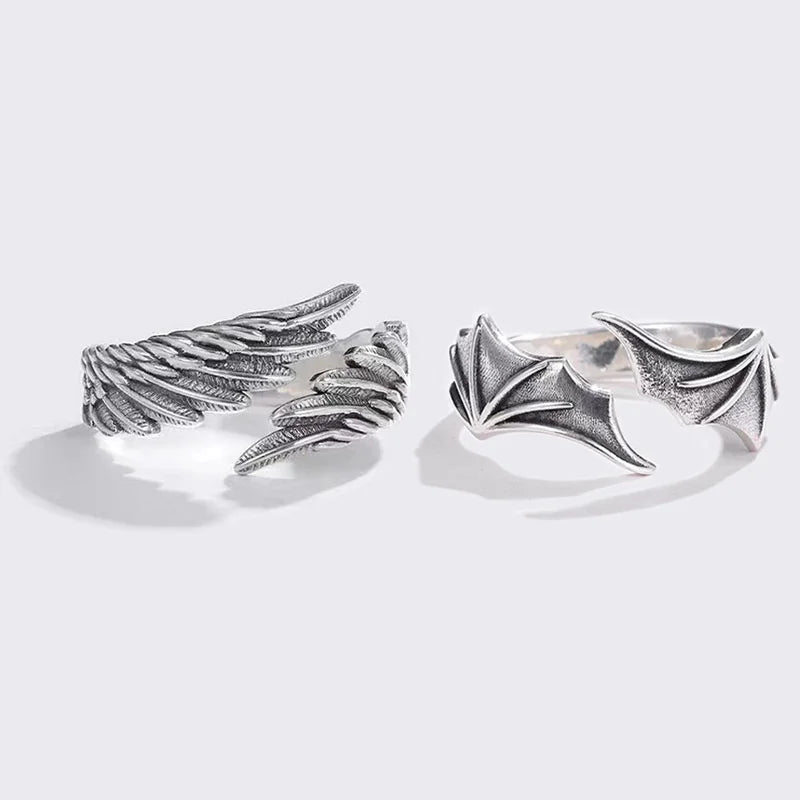 Vintage Angel Wing Demon Eye Rings