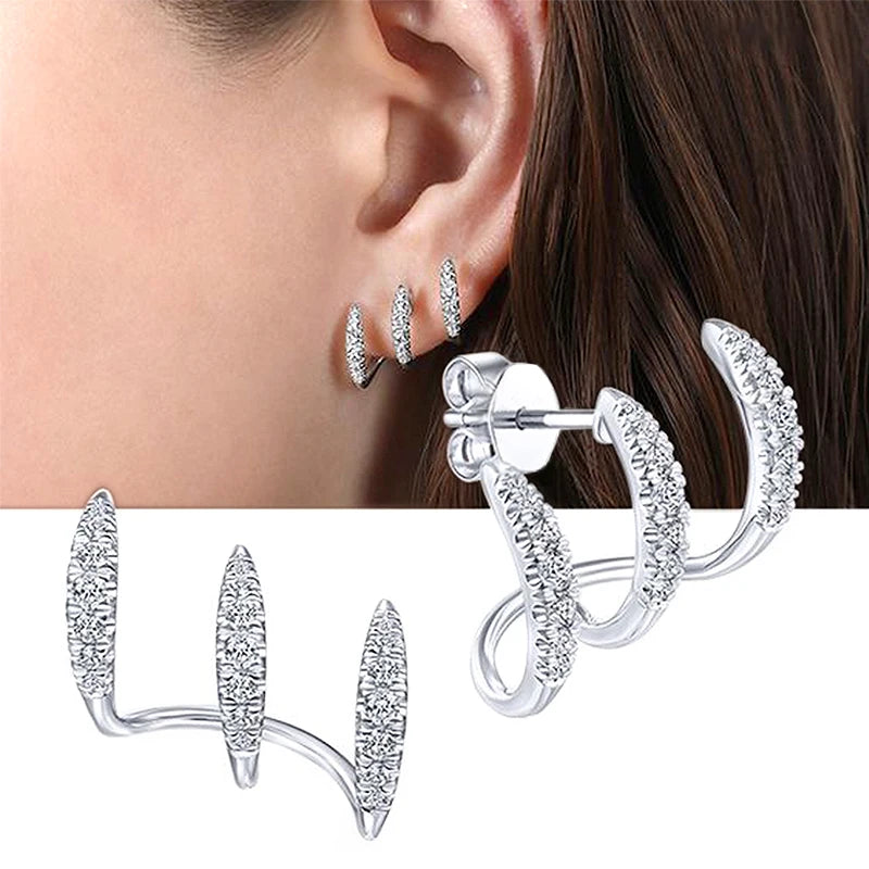 Luxury Crystal U-Shaped Gold Vintage Earrings