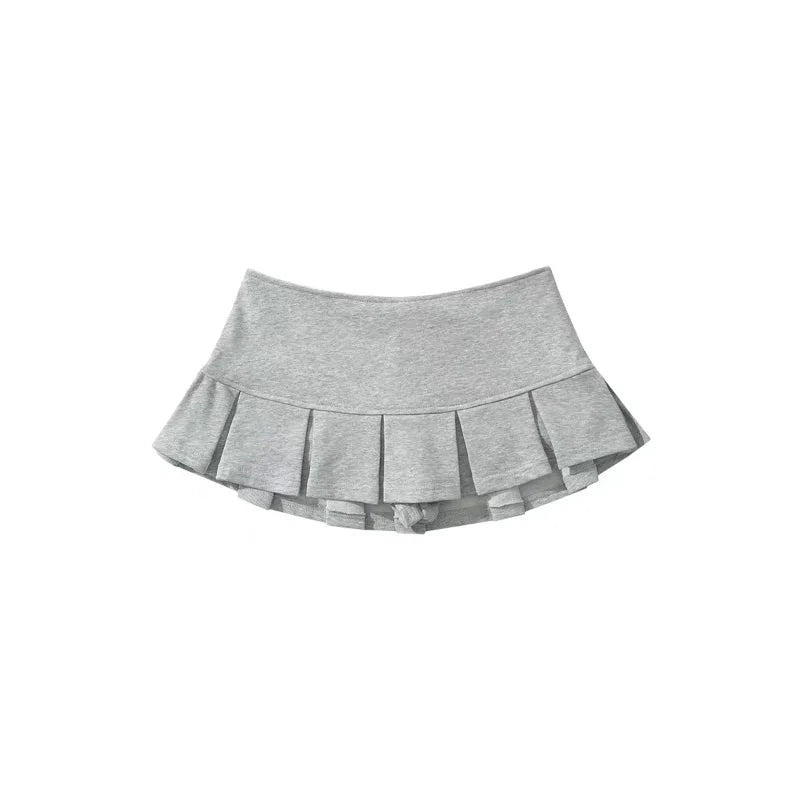 Vintage Mini Low Waist Wide Pleat Skirt