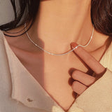 Sparkling Necklace Chain Choker for Women, Silver Chain Choker Minimalist, Bridal Wedding Jewelry