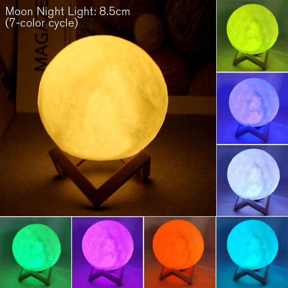 8cm LED Moon Lamp Battery-Powered Night Light