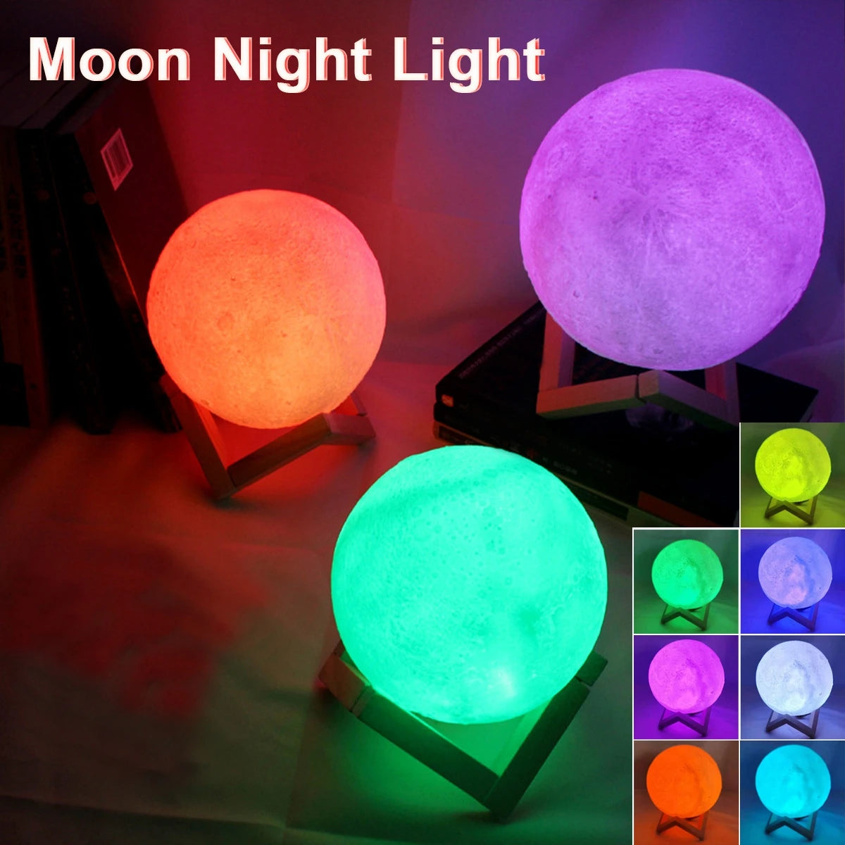 8cm LED Moon Lamp Battery-Powered Night Light