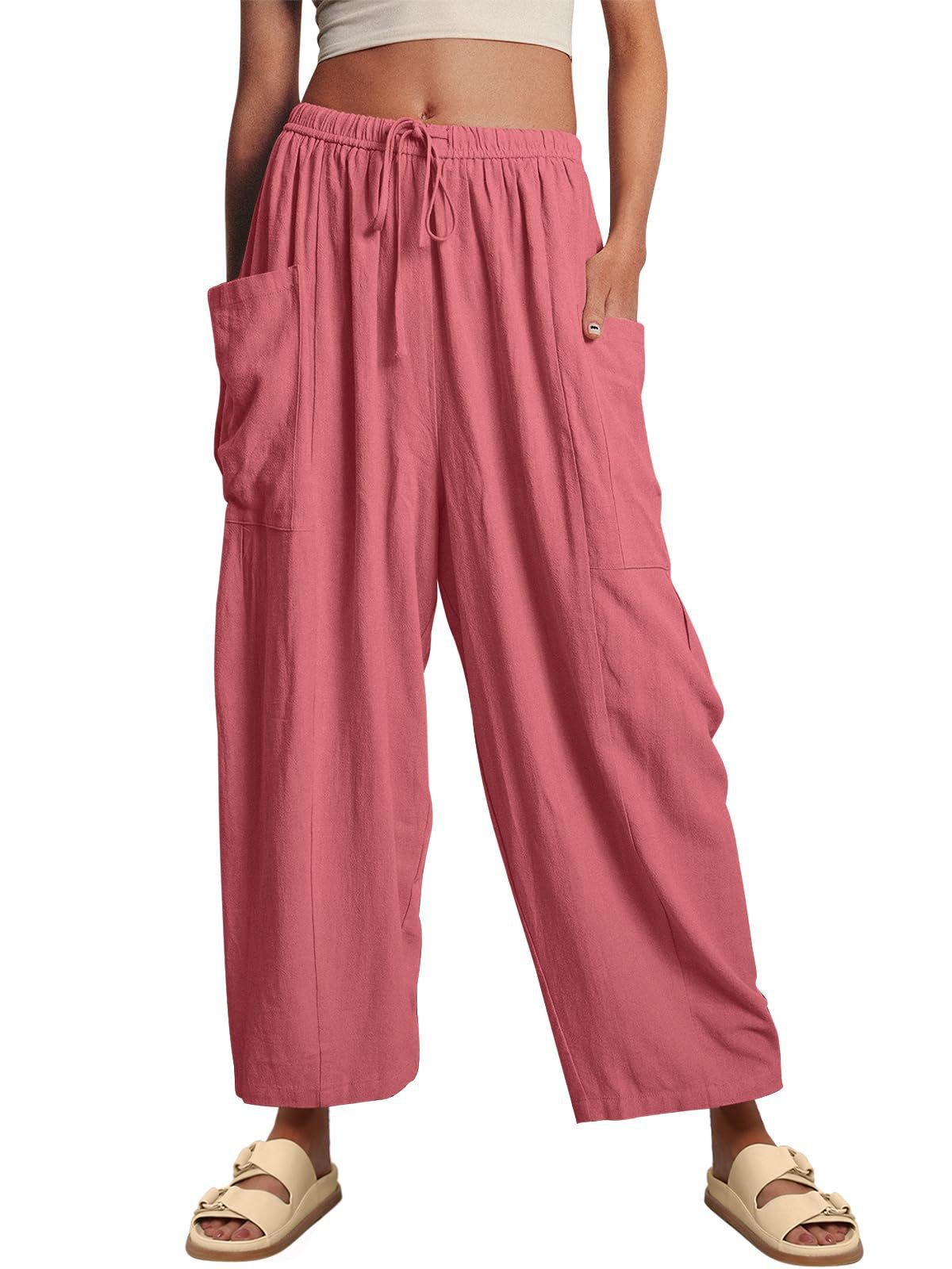 Women's Wide Leg Vintage Pleated Beach Pants