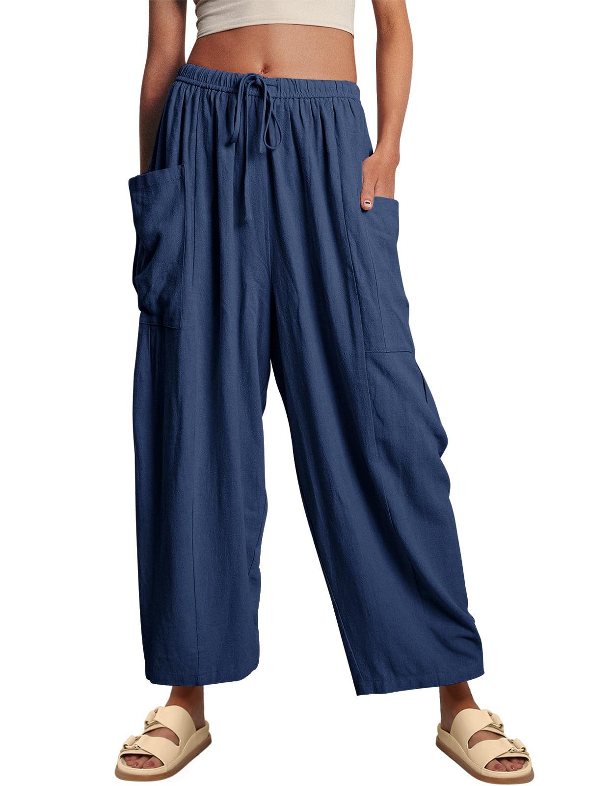 Women's Wide Leg Vintage Pleated Beach Pants