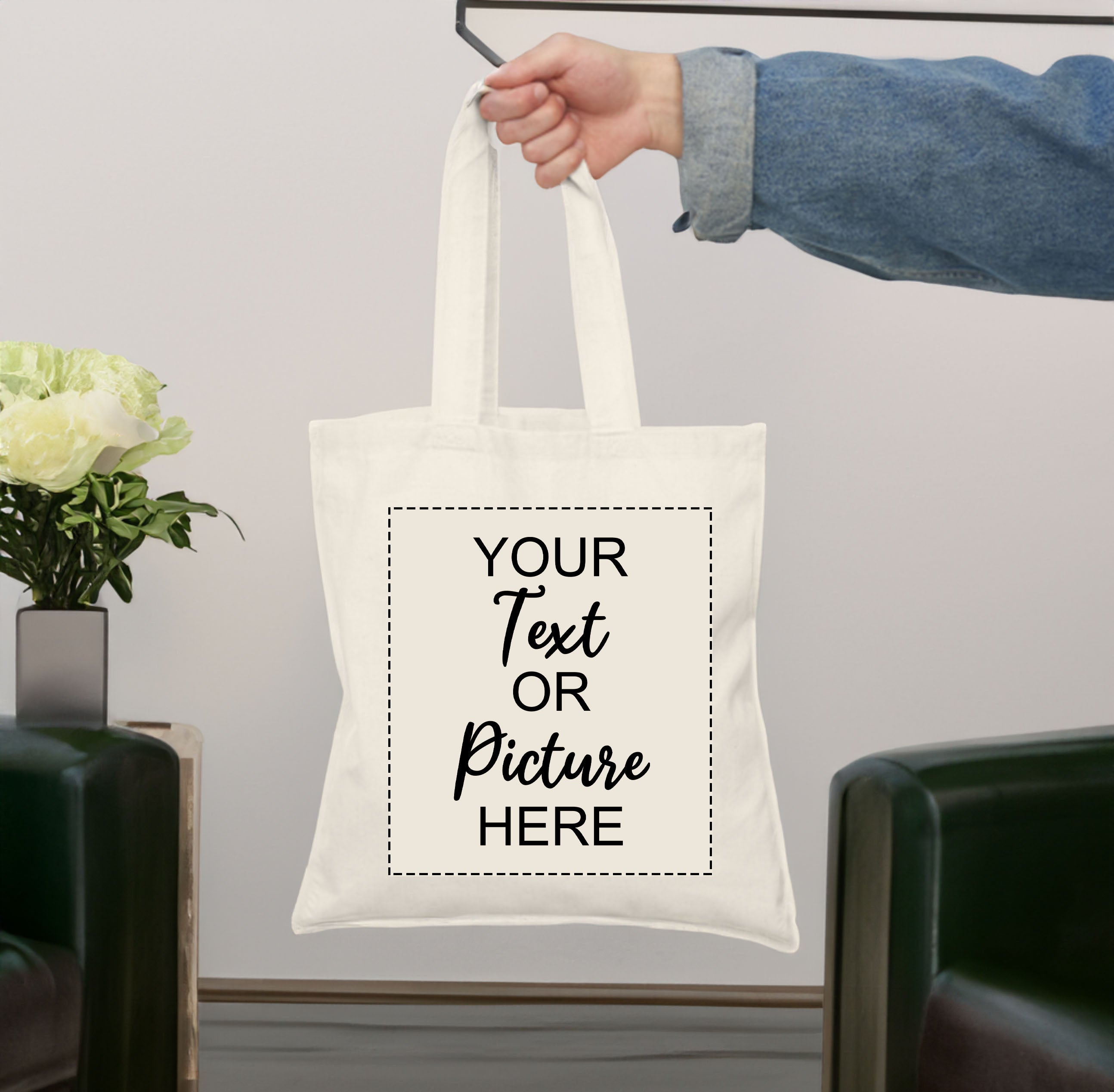 Cotton Canvas Tote Bag, Custom Tote Bag, Custom Text Bags, Shopping Bags, Bulk Tote Bag, Custom Image Tote, Personalised Tote Bag