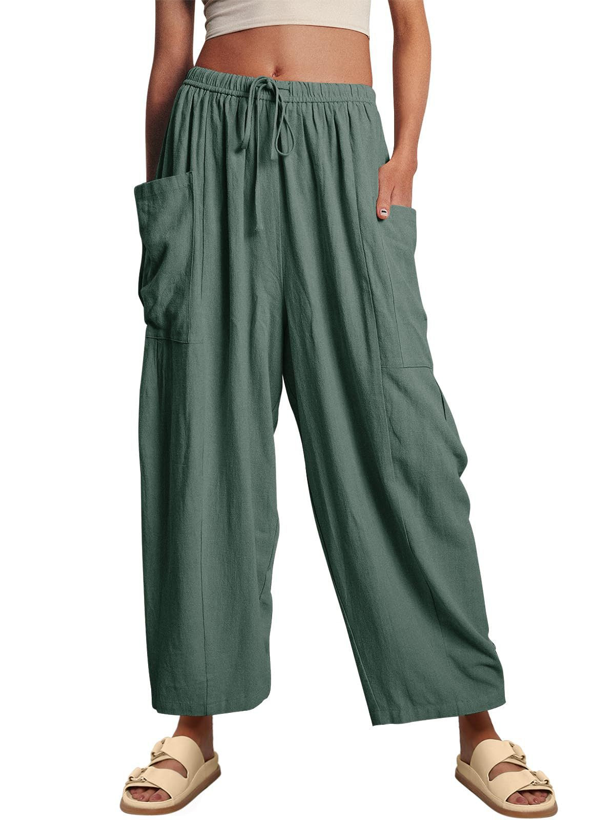 Women's Wide Leg Vintage Pleated Beach Pants