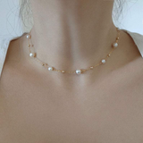 Vintage 14K Gold Pearl Clavicle Necklace