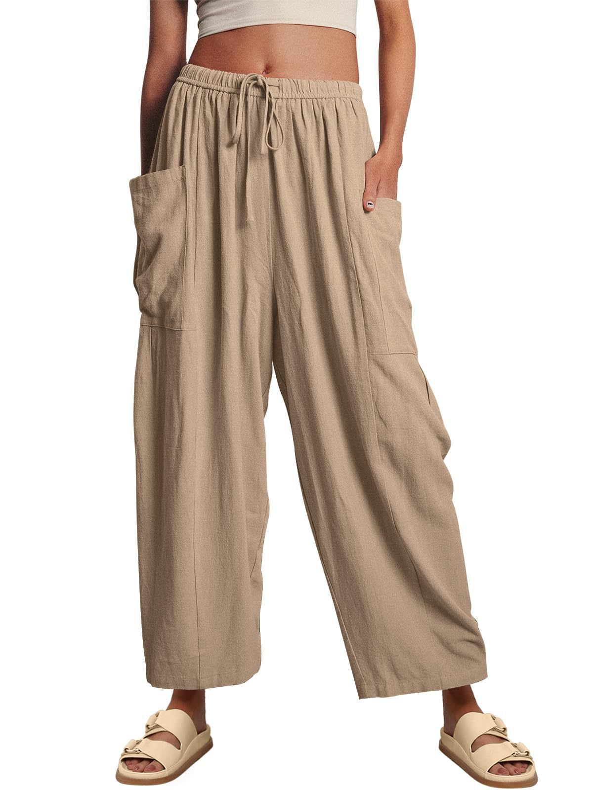 Women's Wide Leg Vintage Pleated Beach Pants