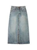 Women's Retro Vintage High-Waist Denim Skirt